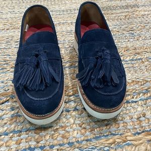 Grenson clara tassel loafers navy size 7.5